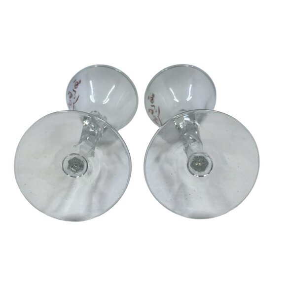 Vintage Gay Fad Tipsy Martini Glass Hand Painted Crooked Stem 1950s Set‎ Of 2 - Picture 8 of 8